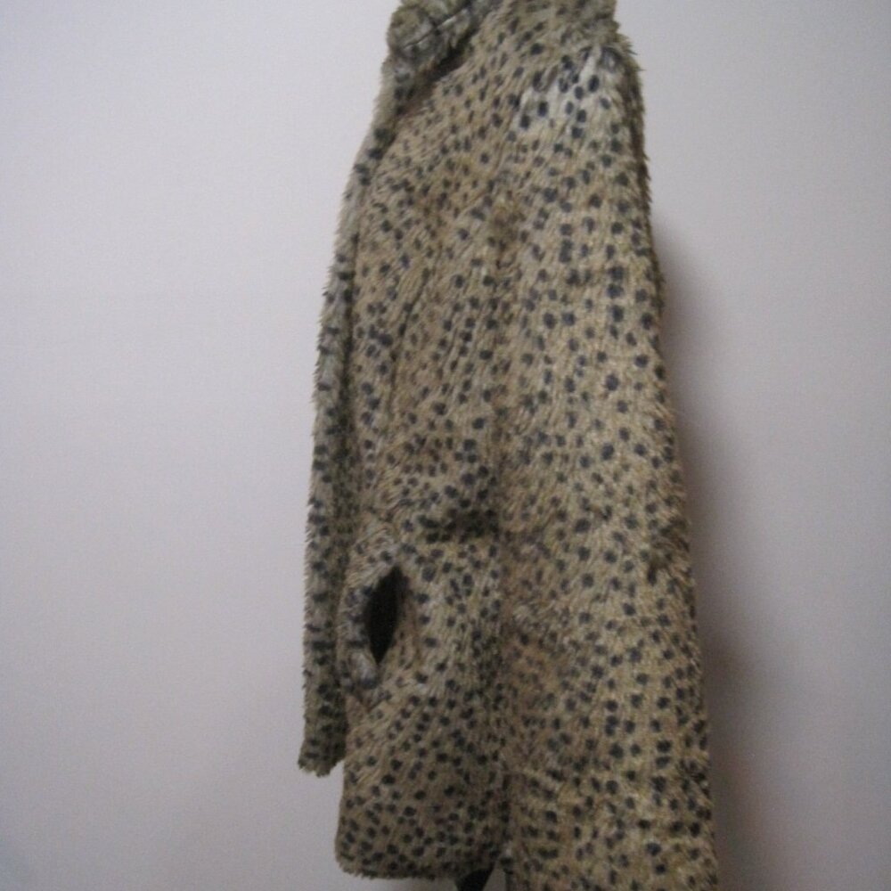 Paris Blues Coat Women's Medium Leopard Faux Fur Polyester Open Front Pockets - Picture 7 of 10